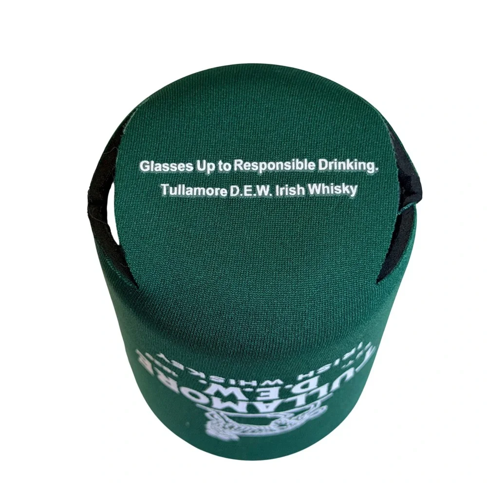Tullamore DEW Can Sleeve Koozie SET OF 2 Green Neoprene Wolfhound  Irish Whiskey